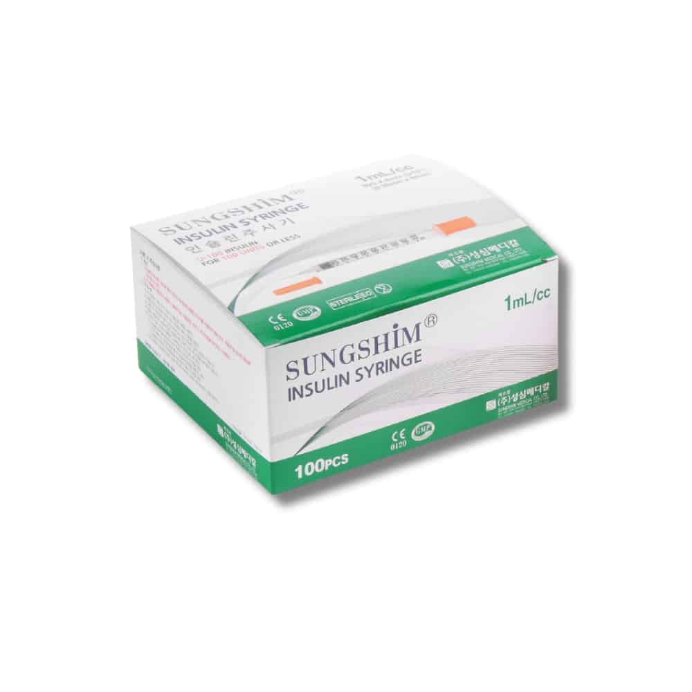 Sungshim 30G Ultra-Thin Insulin Syringe with Needles (8mm, 1.0cc)